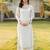 Cream embroidered art silk straight cut kurta palazzo set