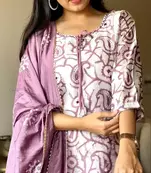 Jaipuri Pink Cotton Kurta & Pant With Dupatta