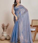Light Blue Color Fendy Chiffon Saree With Running Blouse
