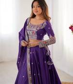 Purple Silk Coding Dori Sequin Embroidery Work Lehenga Choli With Dupatta