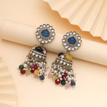 Multi color kundan earrings 1