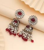 Maroon color kundan earrings