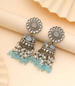Sky blue color kundan earrings