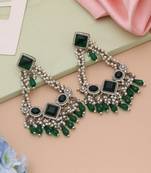 Green color kundan earrings