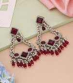 Maroon color kundan earrings