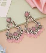 Pink color kundan earrings