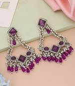 Purple color kundan earrings