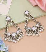 White color kundan earrings