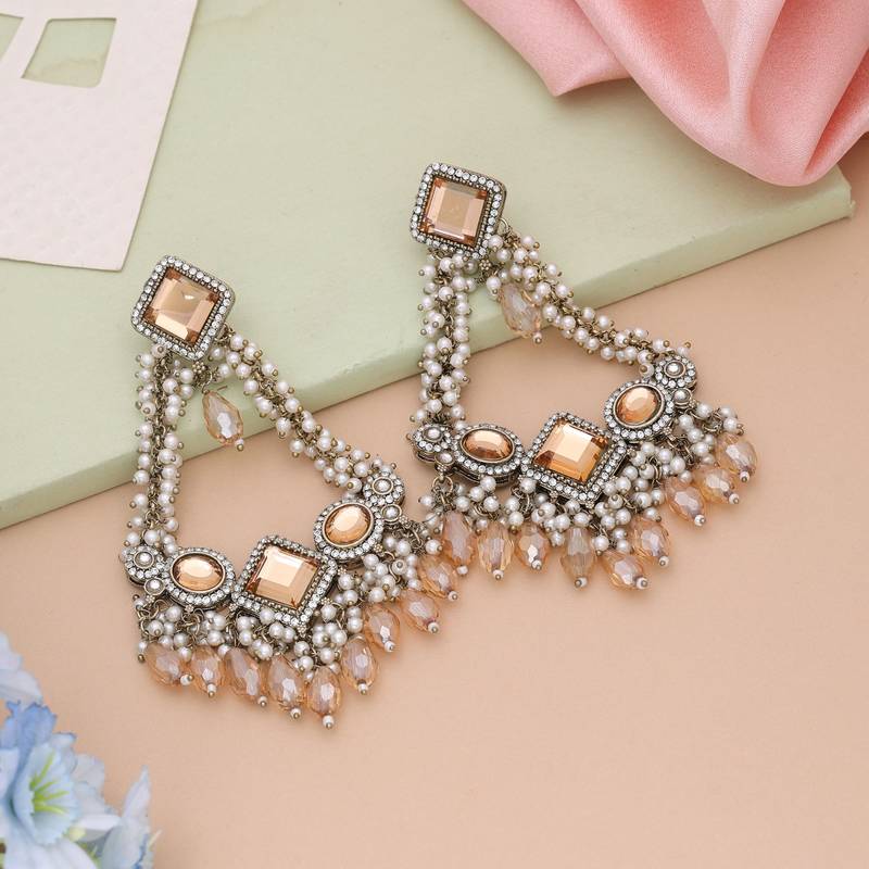 Gold color kundan earrings