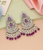 Purple color kundan earrings