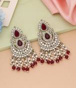 Maroon color kundan earrings