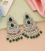 Green color kundan earrings