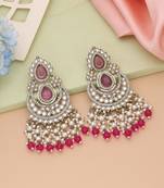 Rani color kundan earrings