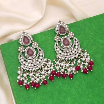 Rani color kundan earrings 2