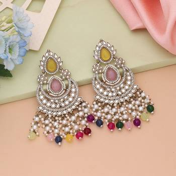 Multi color kundan earrings 1