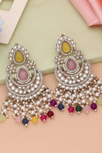 Multi color kundan earrings