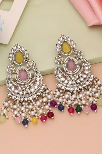 Multi color kundan earrings