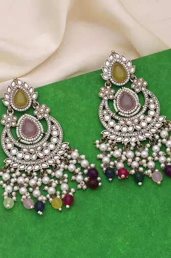 Multi color kundan earrings