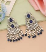 Blue color kundan earrings
