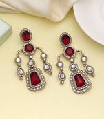 Maroon color kundan earrings