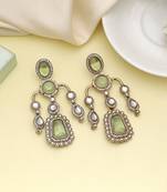 Pista green color kundan earrings