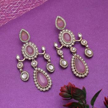 Pink color kundan earrings 2
