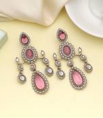 Magenta color kundan earrings