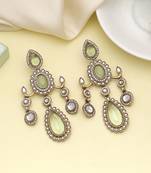 Pista green color kundan earrings