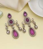 Purple color kundan earrings