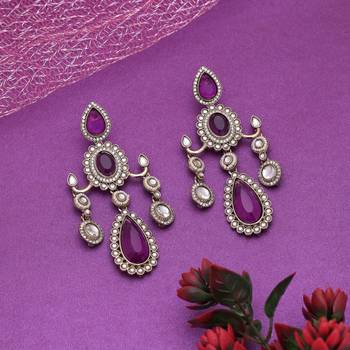 Purple color kundan earrings 2