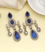 Blue color kundan earrings