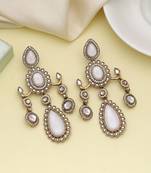 White color kundan earrings