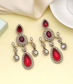 Maroon color kundan earrings