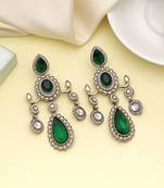 Green color kundan earrings