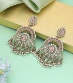 Pink color kundan earrings