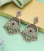 Maroon color kundan earrings