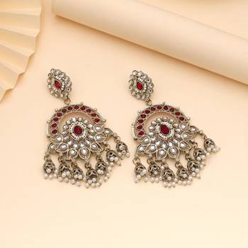 Maroon color kundan earrings 2