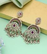 Purple color kundan earrings