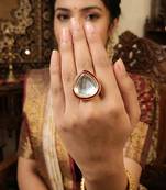 Kundan high gold polish full stone designer finger rings for women and girls