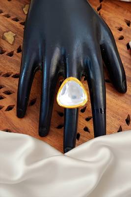 Kundan high gold polish full stone designer finger rings for women and girls 2