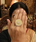 Beautiful full stone kundan high gold polish finger rings for women and girls