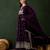 Saahmriga embroidered purple faux georgette round neck regular sleeve kurta palazzo sets