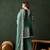 Saahmriga embroidered green chinon round neck regular sleeve kurta palazzo sets