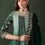 Saahmriga embroidered green chinon round neck regular sleeve kurta palazzo sets
