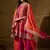  embroidered orange chinon round neck regular sleeve kurta palazzo sets