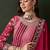 Saahmriga embroidered pink chinon round neck regular sleeve kurta palazzo sets