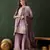  embroidered purple chinon round neck regular sleeve kurta palazzo sets