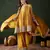  embroidered yellow chinon round neck regular sleeve kurta palazzo sets