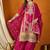 Saahmriga embroidered dark pink chinon round neck flared sleeve kurta palazzo sets