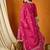 Saahmriga embroidered dark pink chinon round neck flared sleeve kurta palazzo sets